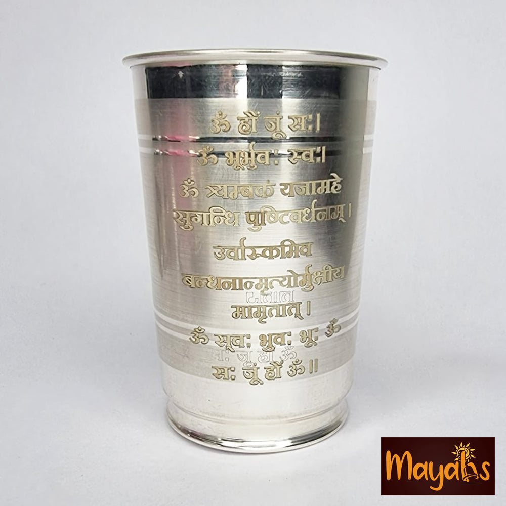 Anointed Pure Silver Glass with Mahamirtyunjay Mantra