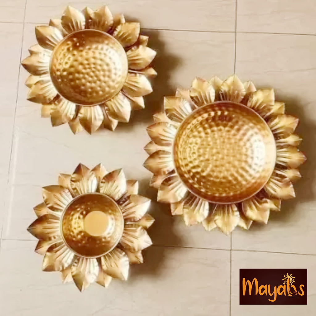 Golden Lotus Urli Platter Set of 3