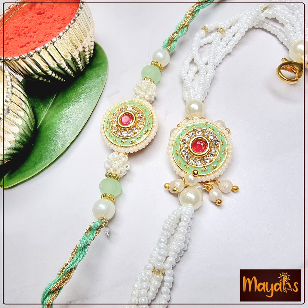 Pastel Floral Kundan Rakhi